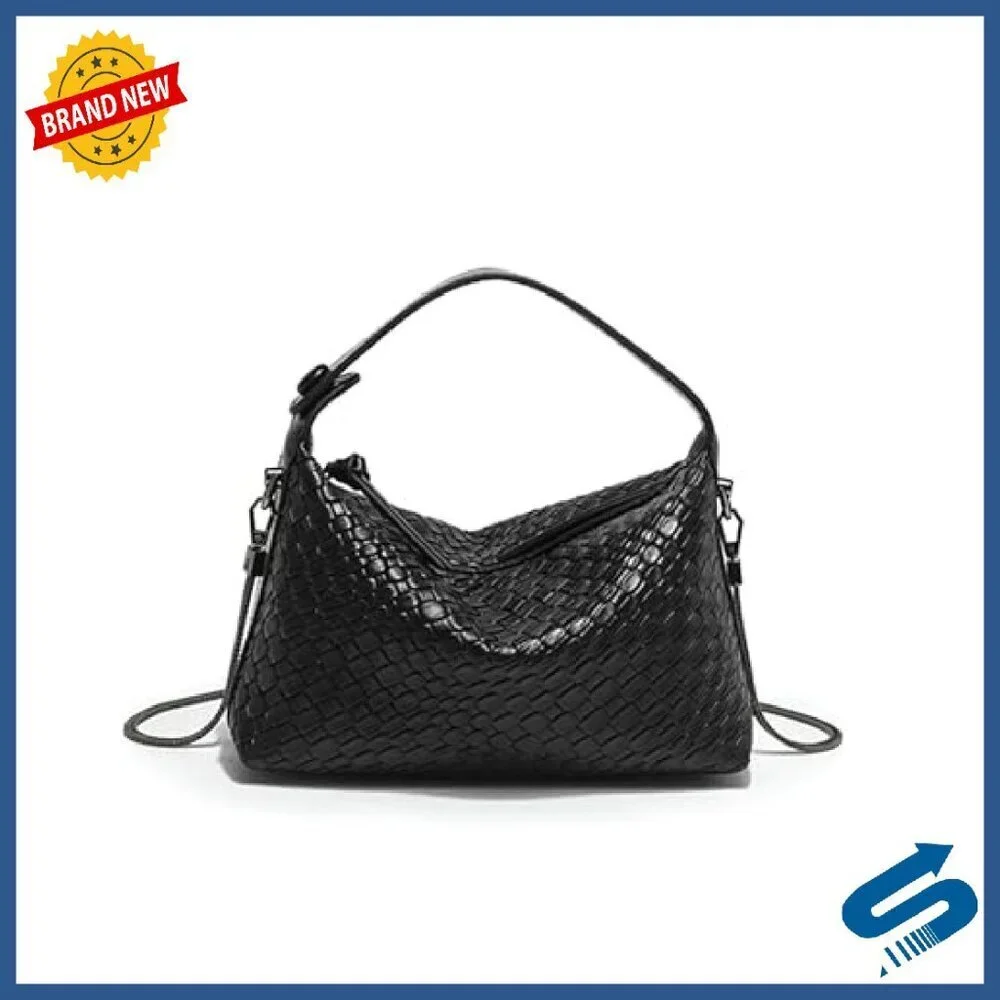 Vegan Leather Hobo Tote with Detachable Chain Crossbody Shoulder Bag